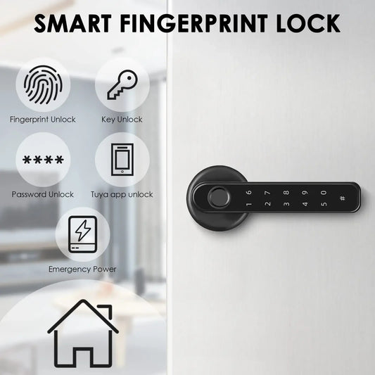 Biometric Fingerprint Smart Door Lock Electronic Digital Lock Password Fingerprint Security Door Handle Home With Spare Mechanical Key